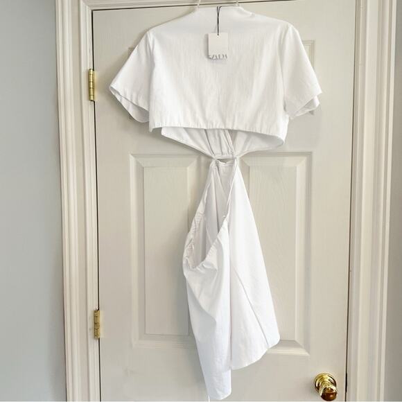 Zara Cut Out White Poplin Dress NWT Size XL SS22 WHITE 7385/084 Casual Summer - Picture 13 of 16